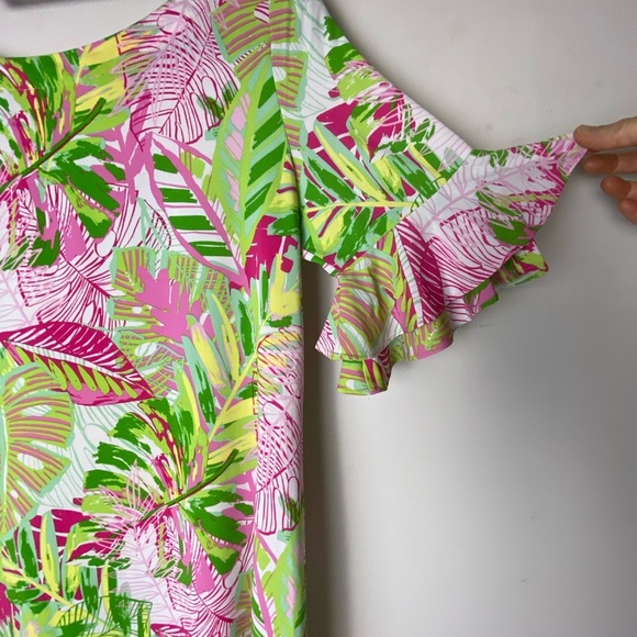 Tropical Print Ruffle Sleeve Dress size Medium - Picture 6 of 7